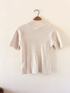 Ivory Short Sleeve Turtleneck - M