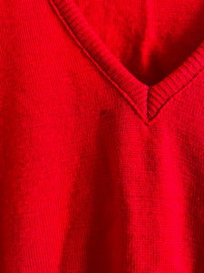 Cropped Red V-Neck Sweater - Size M