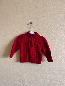 Red Zip Up Baby Cardigan - Size 9M