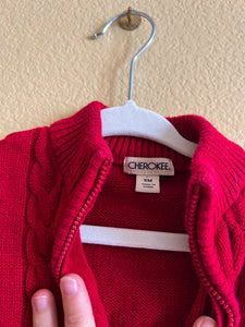 Red Zip Up Baby Cardigan - Size 9M