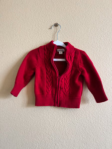 Red Zip Up Baby Cardigan - Size 9M