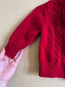 Red Zip Up Baby Cardigan - Size 9M