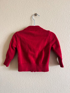 Red Zip Up Baby Cardigan - Size 9M