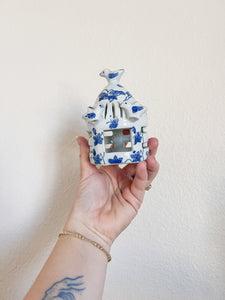 Blue and White Bird Cage