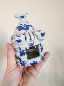 Blue and White Bird Cage