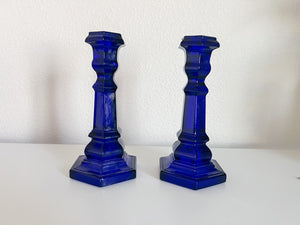 Blue Glass Candle Holders