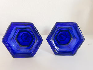 Blue Glass Candle Holders