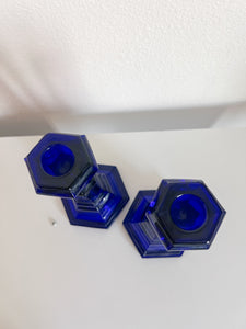 Blue Glass Candle Holders