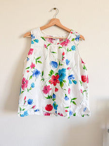 Floral Linen Tank - Size 1X