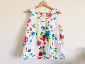 Floral Linen Tank - Size 1X