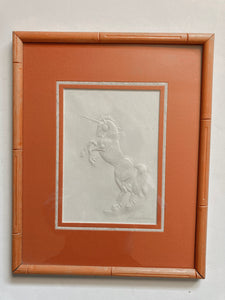 Embossed Unicorn Print in Bamboo Frame