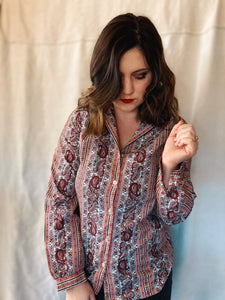 Silk Paisley Button Down - Size Small