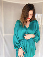 Load image into Gallery viewer, Teal Silk Pajama Set - Size L
