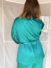 Load image into Gallery viewer, Teal Silk Pajama Set - Size L
