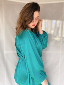 Teal Silk Pajama Set - Size L