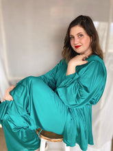 Load image into Gallery viewer, Teal Silk Pajama Set - Size L
