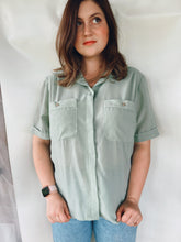 Load image into Gallery viewer, Short Sleeve Sage Button Up - Size 10
