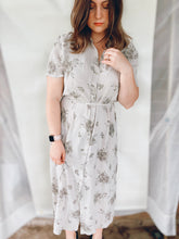 Load image into Gallery viewer, Gray Floral Button Up Maxi - Size Large
