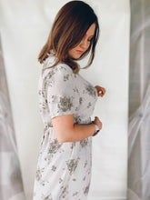 Load image into Gallery viewer, Gray Floral Button Up Maxi - Size Large
