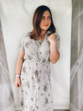 Load image into Gallery viewer, Gray Floral Button Up Maxi - Size Large
