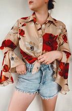 Load image into Gallery viewer, Sheer Bell Sleeve Button Up - Size M
