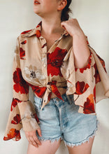 Load image into Gallery viewer, Sheer Bell Sleeve Button Up - Size M
