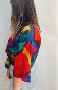 Silky Rainbow Button Up - Size L