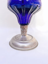 Load image into Gallery viewer, Antique Blue Glass Oil Lamp
