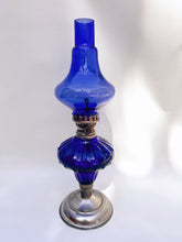 Load image into Gallery viewer, Antique Blue Glass Oil Lamp
