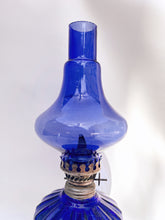 Load image into Gallery viewer, Antique Blue Glass Oil Lamp
