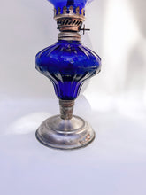 Load image into Gallery viewer, Antique Blue Glass Oil Lamp
