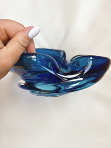 Blue Murano Style Glass Bowl