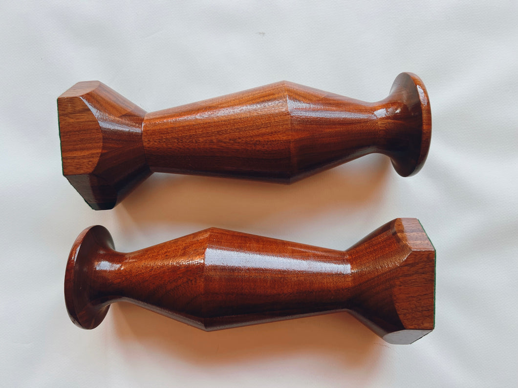 Carved MCM Wooden Candle Holders