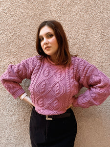 Mauve Cable-Knit Sweater - size M/L