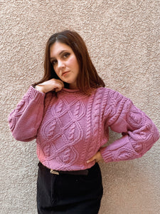 Mauve Cable-Knit Sweater - size M/L