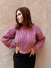 Load image into Gallery viewer, Mauve Cable-Knit Sweater - size M/L
