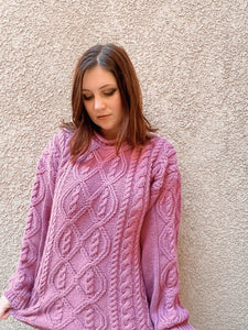 Mauve Cable-Knit Sweater - size M/L