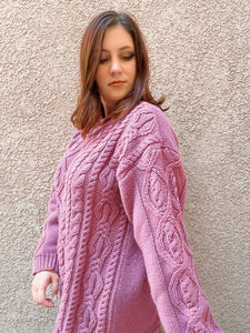 Mauve Cable-Knit Sweater - size M/L