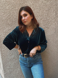 Velvet Teal Button Down - Size XL