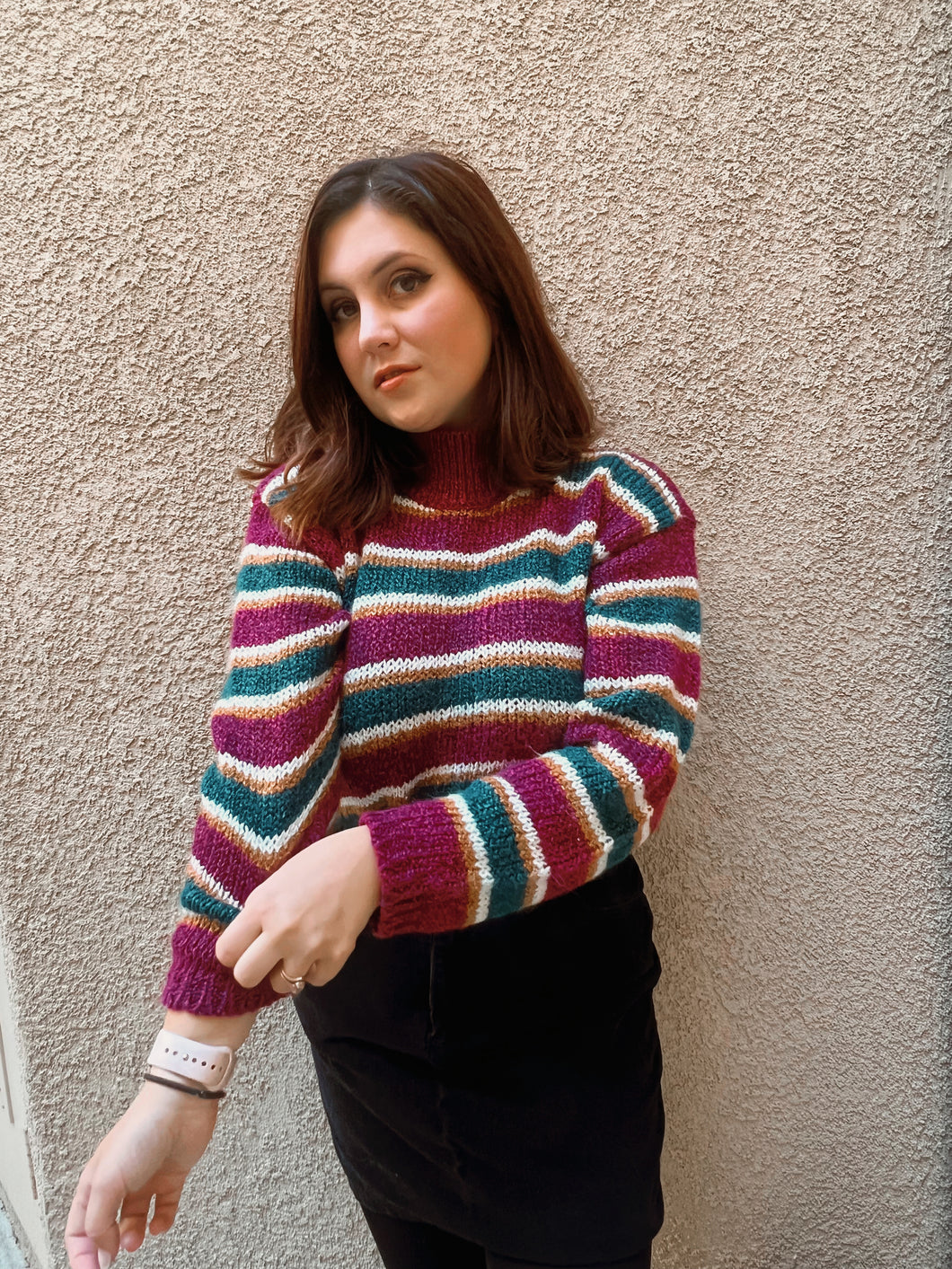 Striped Jewel Toned Sweater - Size S