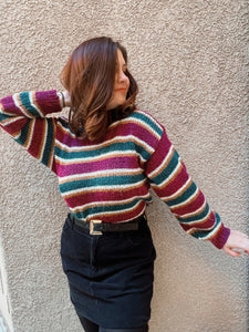 Striped Jewel Toned Sweater - Size S