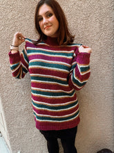 Load image into Gallery viewer, Striped Jewel Toned Sweater - Size S
