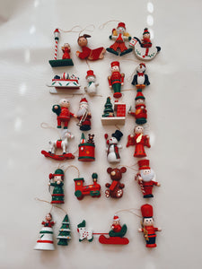 Set of 24 Wooden Christmas Ornaments