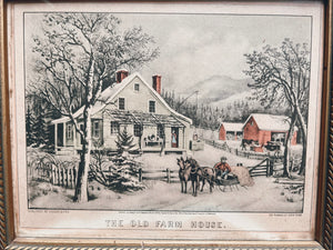 Framed Winter Farm Drawing