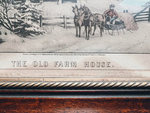 Framed Winter Farm Drawing