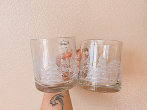 Pair of Glass Christmas Mugs