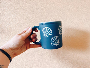 Blue and White Seashell Mug