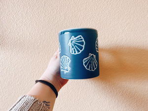 Blue and White Seashell Mug