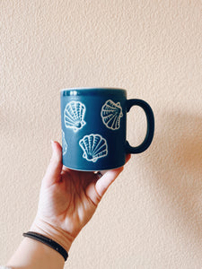 Blue and White Seashell Mug