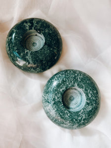 Pair of Green Stone Candle Holders